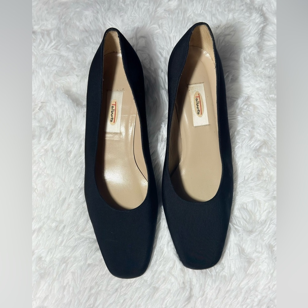 Talbots Women's Black Block Heel Pumps Shoes Size 7.5 M Low Heel Career Classic
